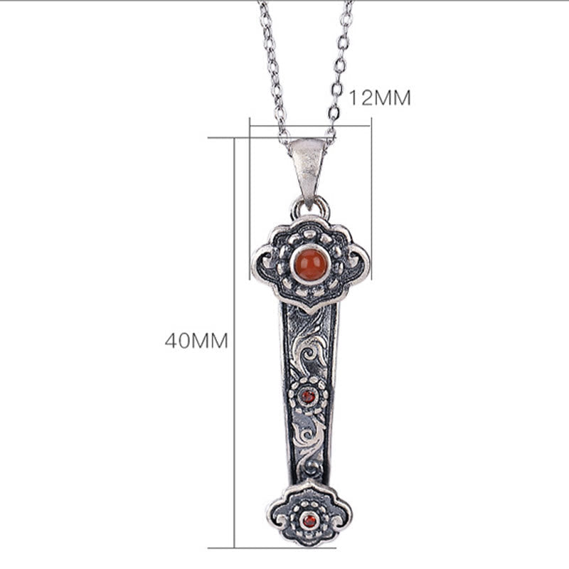 Collier en argent sterling 925 et jade avec poignée Ruyi pour bénédictions