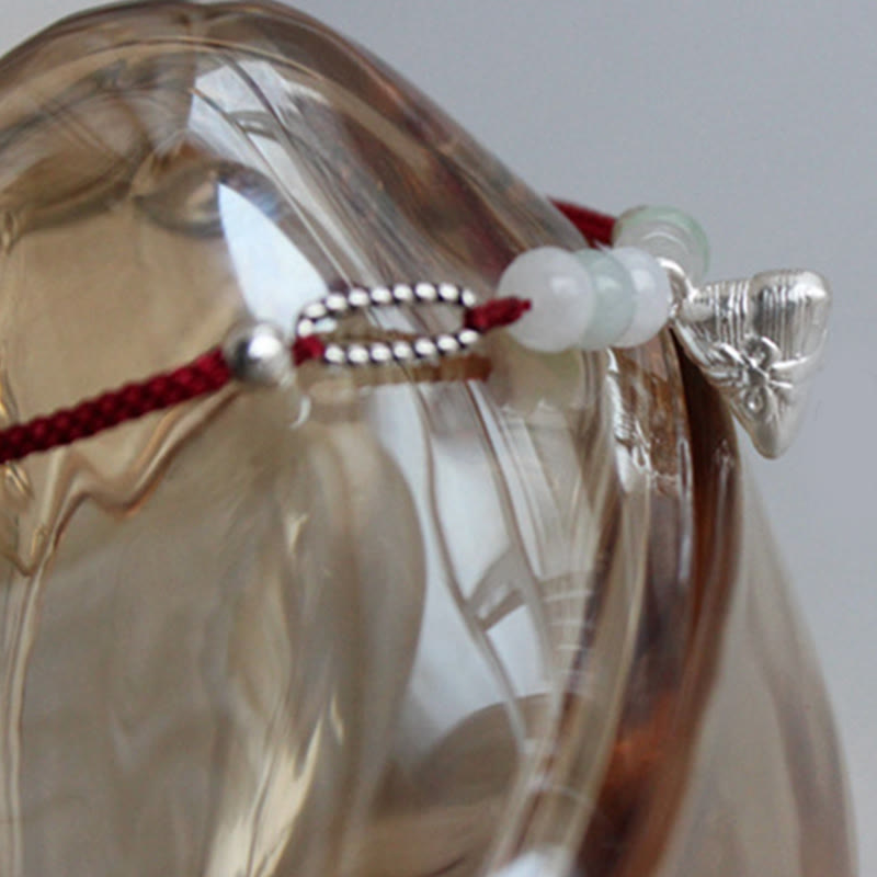 Bracelet d'abondance en argent sterling 925 et jade rouge