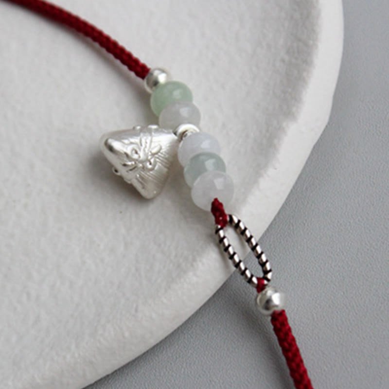 Bracelet d'abondance en argent sterling 925 et jade rouge