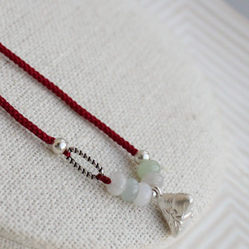 Bracelet d'abondance en argent sterling 925 et jade rouge