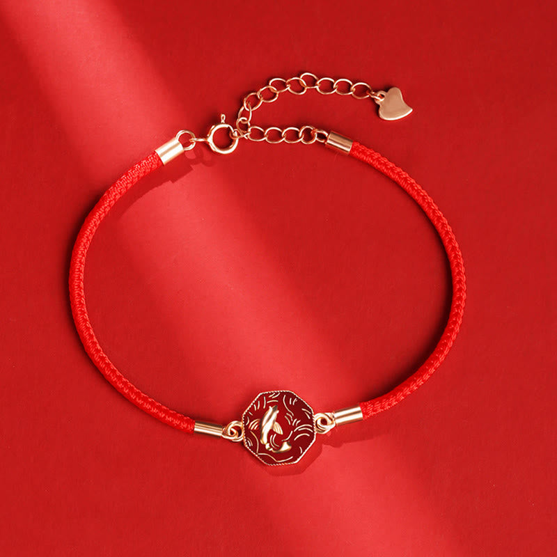 Bracelet porte-bonheur en argent sterling 925 avec motif poisson koï et changement de couleur