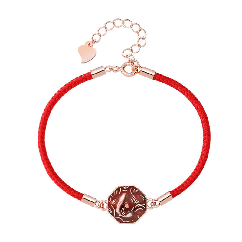 Bracelet porte-bonheur en argent sterling 925 avec motif poisson koï et changement de couleur