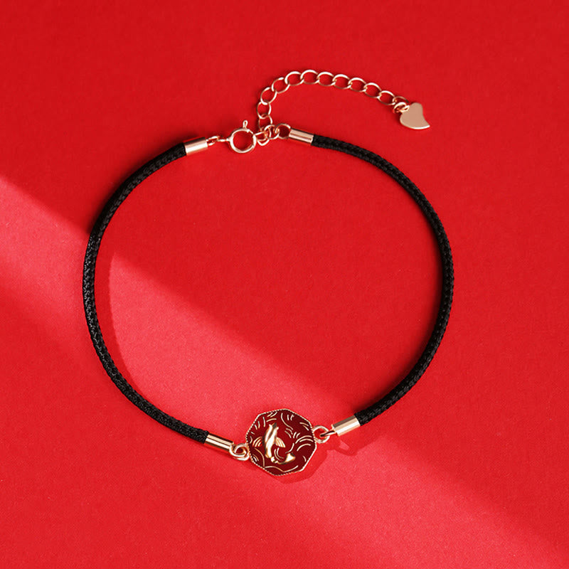 Bracelet porte-bonheur en argent sterling 925 avec motif poisson koï et changement de couleur