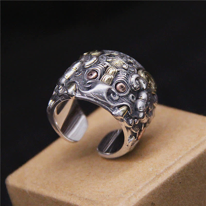 Bague spirituelle réglable en argent sterling 925 pour la protection du bétail Kui