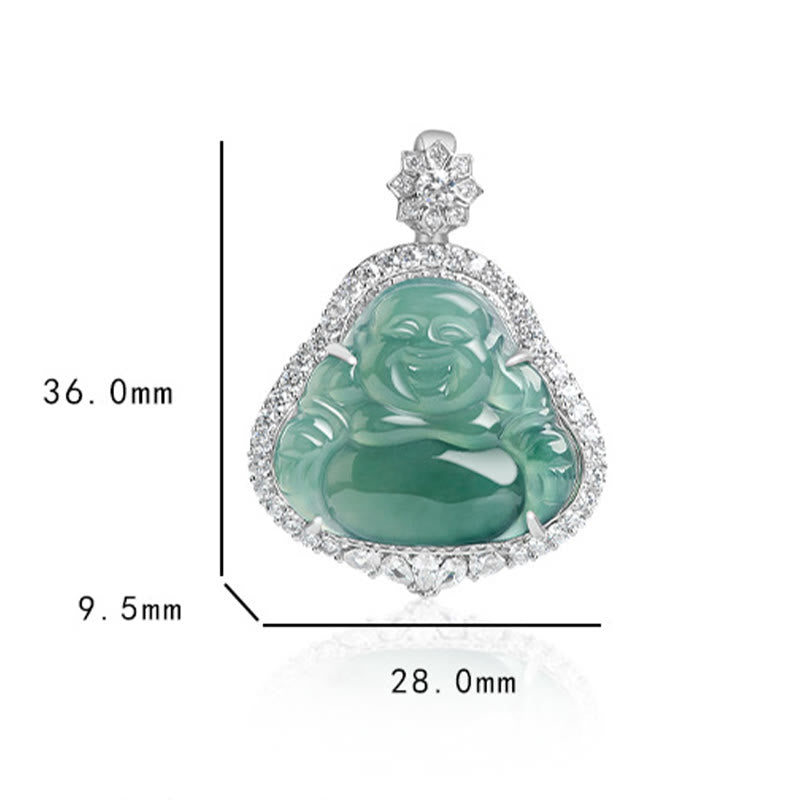 Collier en argent sterling 925 et jade Bouddha rieur pour la chance et l'abondance