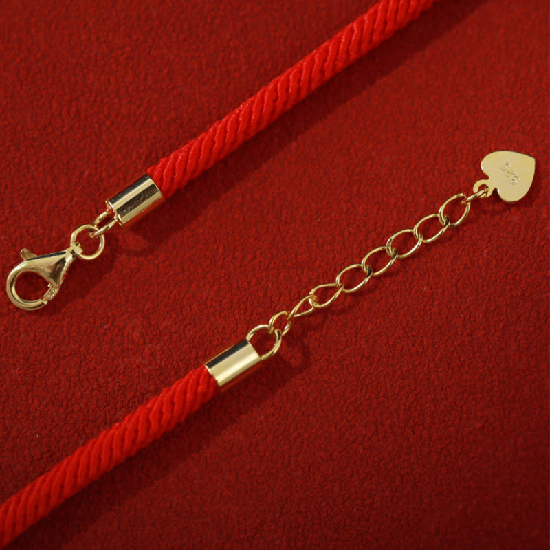Bracelet tambour lotus en argent sterling 925 avec corde rouge | Nouveaux départs