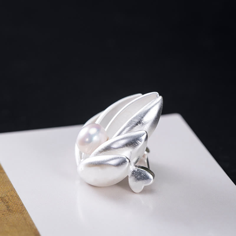 Broche en argent sterling 925 avec perle et fleur de lotus pour un nouveau départ