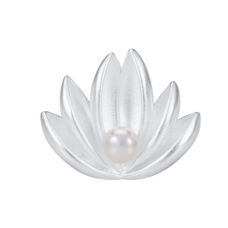 Broche en argent sterling 925 avec perle et fleur de lotus pour un nouveau départ