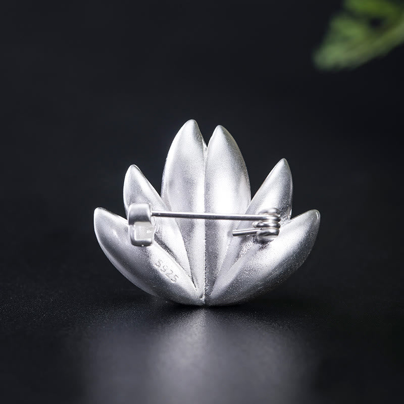 Broche en argent sterling 925 avec perle et fleur de lotus pour un nouveau départ