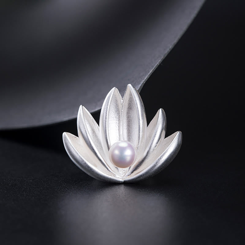 Broche en argent sterling 925 avec perle et fleur de lotus pour un nouveau départ