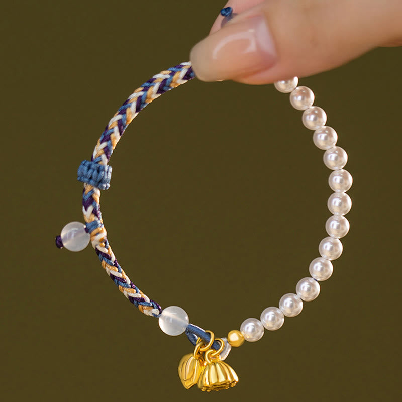Bracelet en argent sterling 925 avec perles de lotus et calcédoine | Prospérité