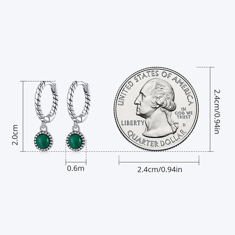 Boucles d'oreilles pendantes anti-anxiété en argent sterling 925 et malachite