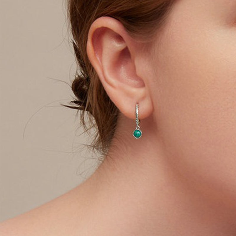 Boucles d'oreilles pendantes anti-anxiété en argent sterling 925 et malachite