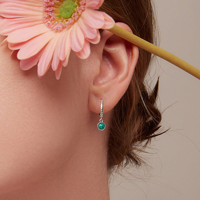 Boucles d'oreilles pendantes anti-anxiété en argent sterling 925 et malachite