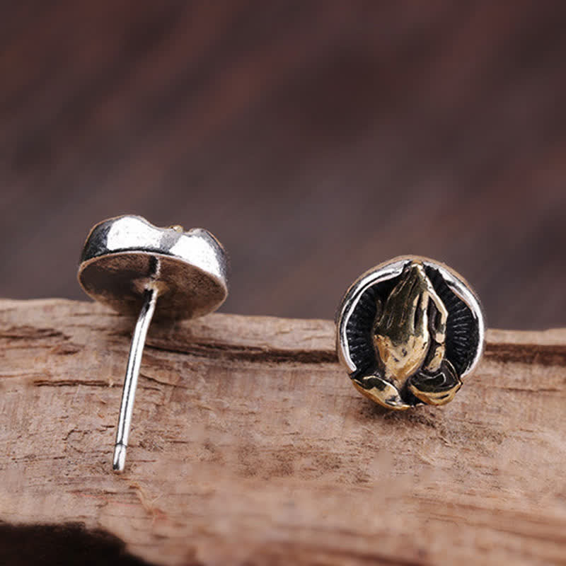 Boucles d'oreilles à tige Namaste en argent sterling 925 pour l'égalité et la protection