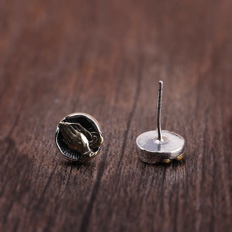 Boucles d'oreilles à tige Namaste en argent sterling 925 pour l'égalité et la protection