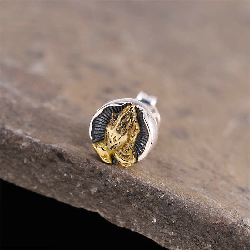 Boucles d'oreilles à tige Namaste en argent sterling 925 pour l'égalité et la protection