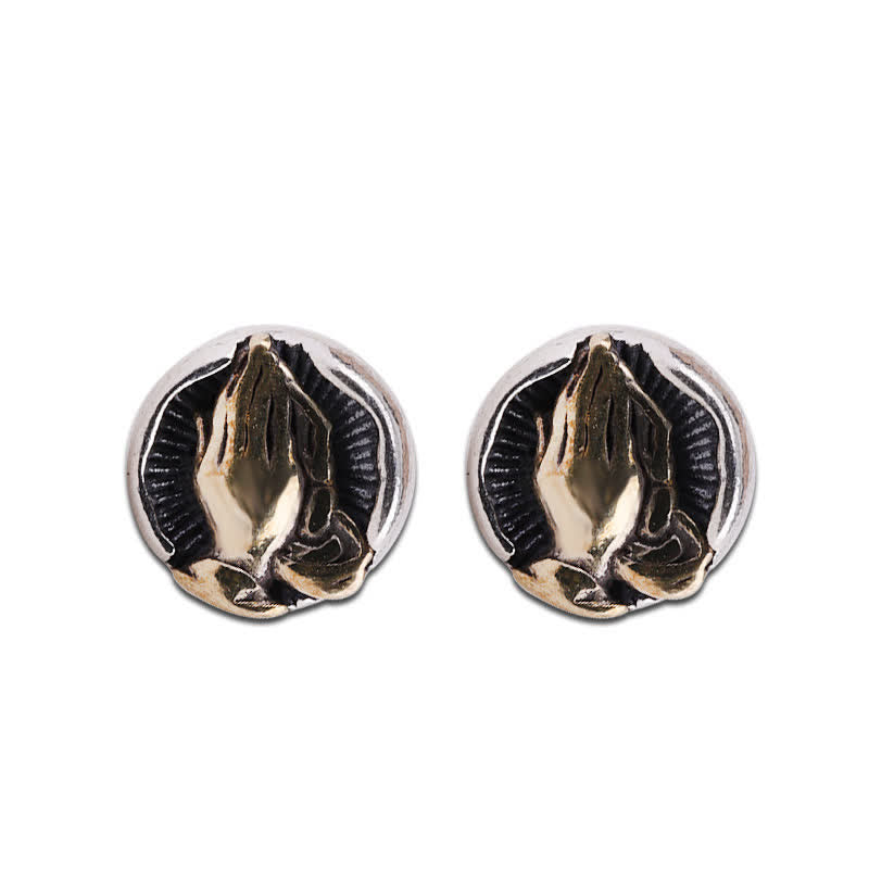 Boucles d'oreilles à tige Namaste en argent sterling 925 pour l'égalité et la protection