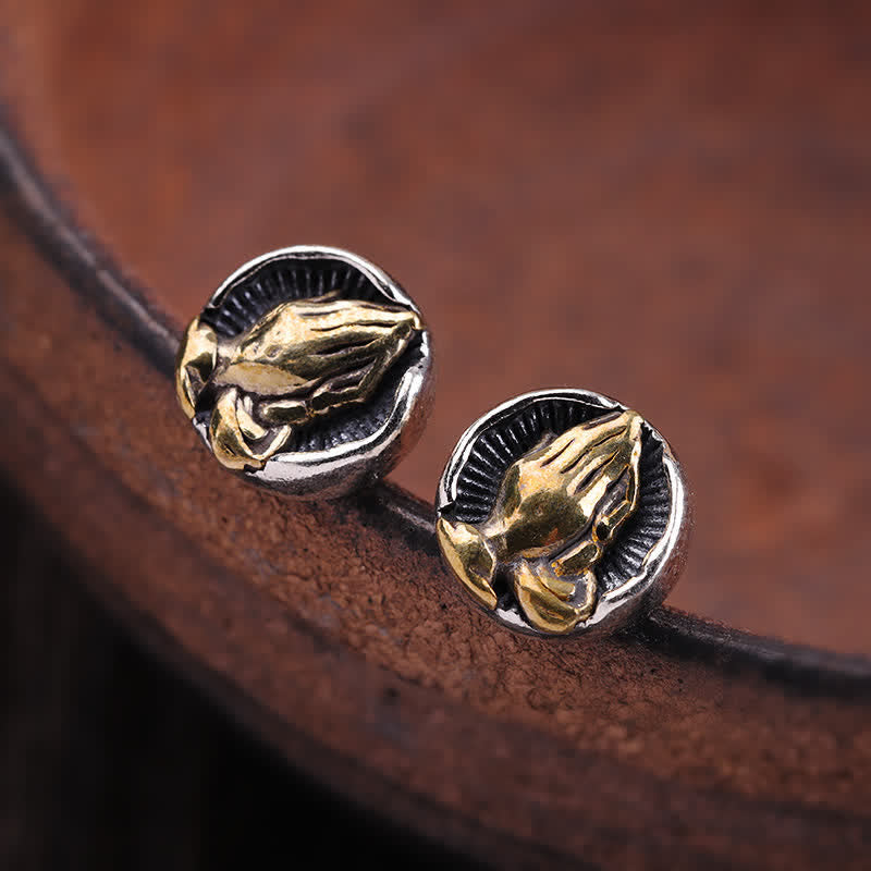 Boucles d'oreilles à tige Namaste en argent sterling 925 pour l'égalité et la protection