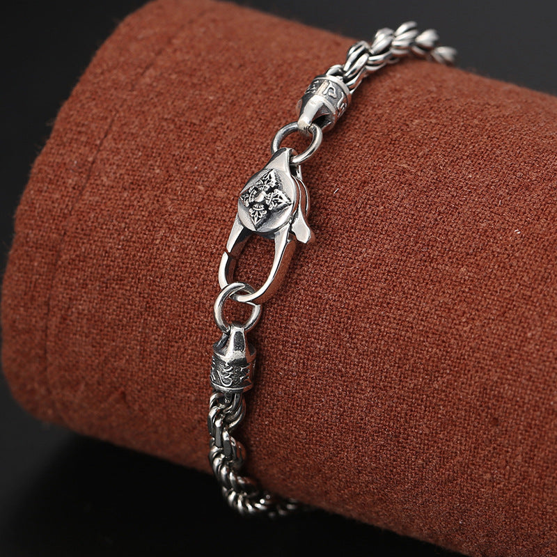 Bracelet Om Mani Padme Hum en argent sterling 925 18 cm Paix et amour