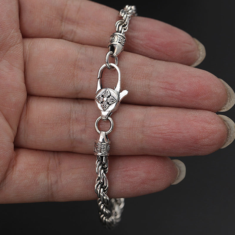 Bracelet Om Mani Padme Hum en argent sterling 925 18 cm Paix et amour