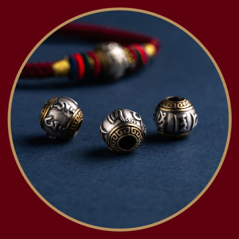 Bracelet tressé Om Mani Padme Hum en argent sterling 925 avec nœud King Kong pour la chance et la protection