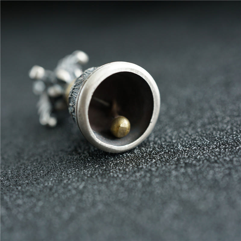 Pendentif cloche Dorje Om Mani Padme Hum en argent sterling 925 | Pouvoir spirituel