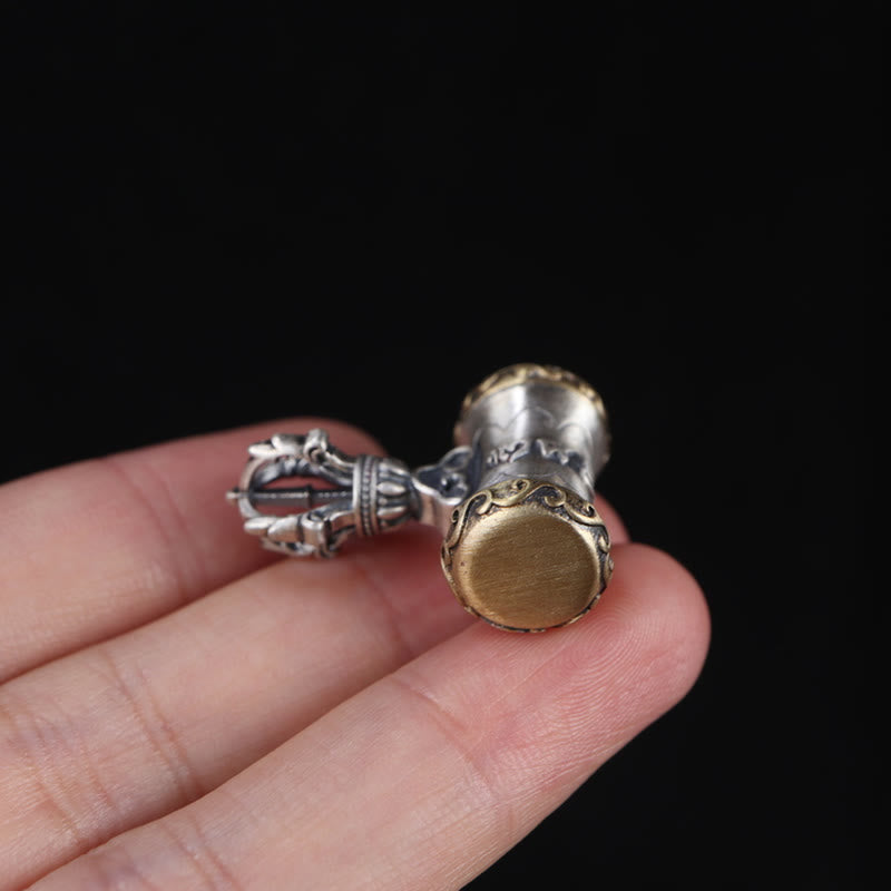 Pendentif cloche Dorje Om Mani Padme Hum en argent sterling 925 | Pouvoir spirituel