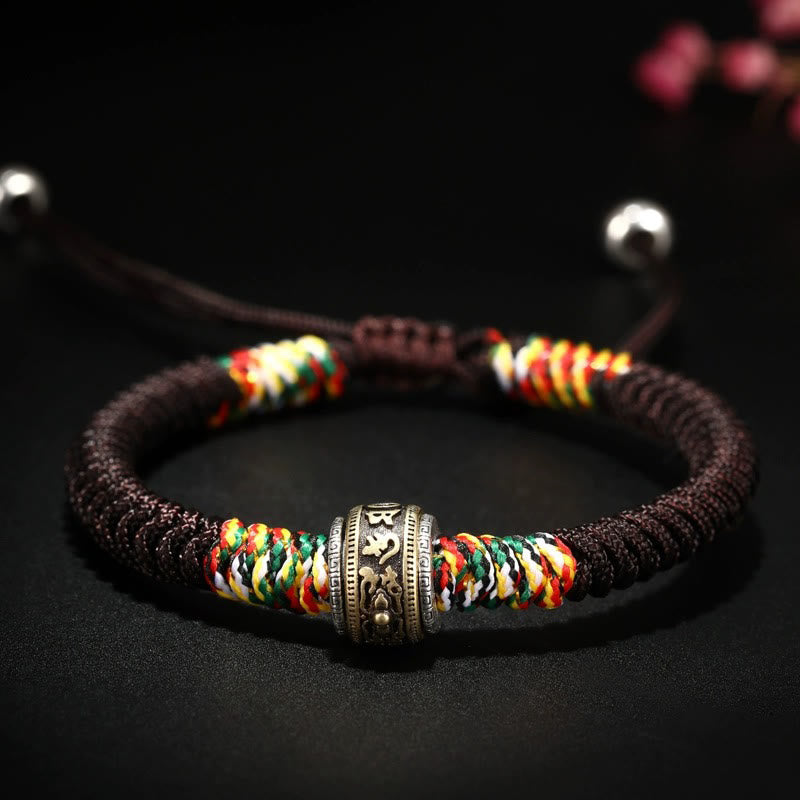 Bracelet en argent sterling 925 Om Mani Padme Hum King Kong Knot Faith