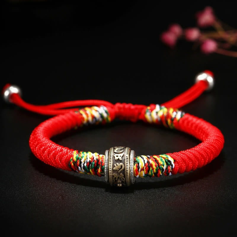 Bracelet en argent sterling 925 Om Mani Padme Hum King Kong Knot Faith