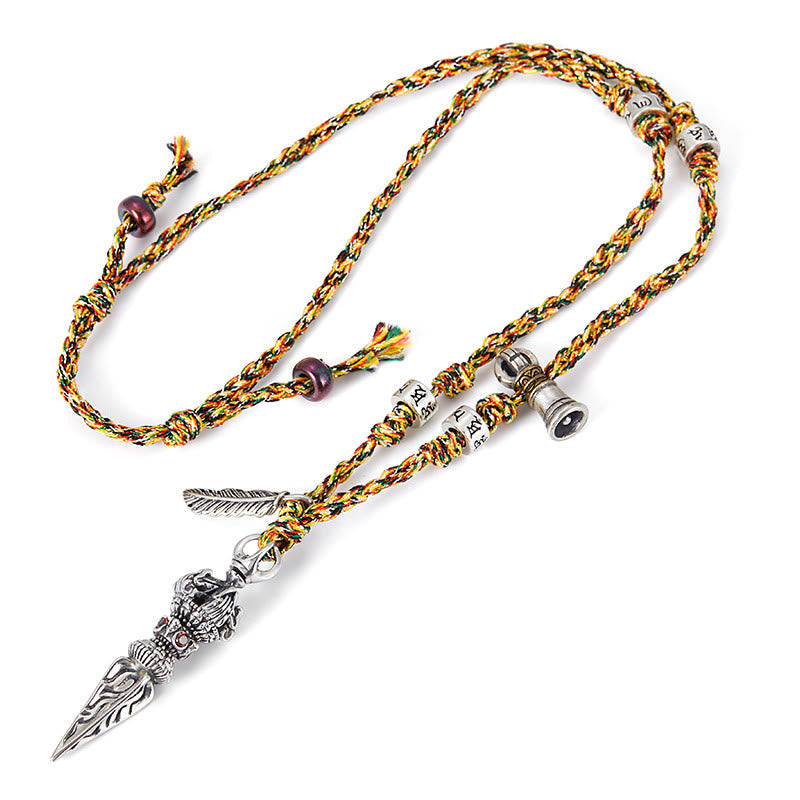 Collier Om Mani Padme Hum en argent sterling 925, pendentif Dorje Vajra