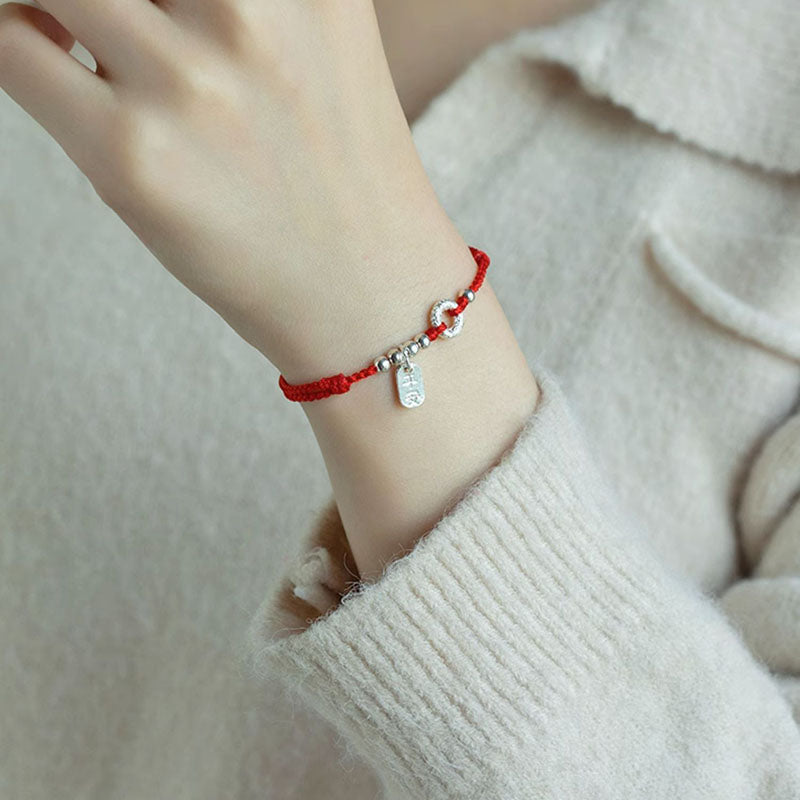 Bracelet et bracelet de cheville spirituels en argent sterling 925 avec boucle de paix