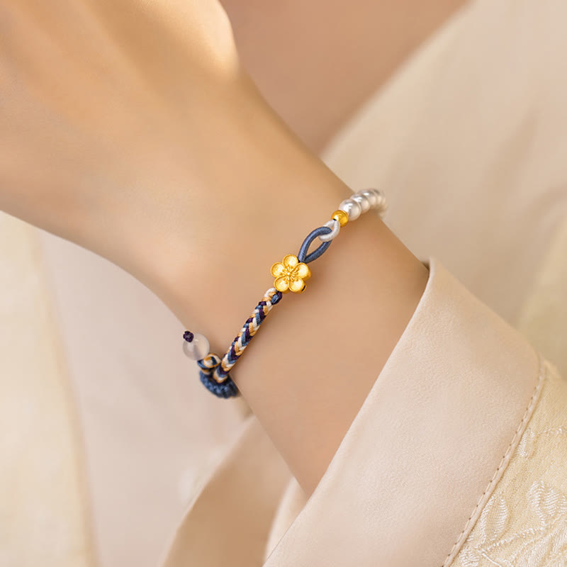 Bracelet en argent sterling 925 avec perles et fleur de pêcher | Healing Harmony