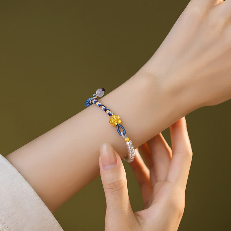 Bracelet en argent sterling 925 avec perles et fleur de pêcher | Healing Harmony