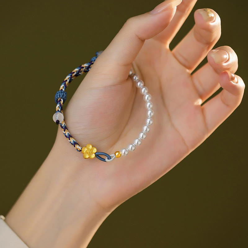 Bracelet en argent sterling 925 avec perles et fleur de pêcher | Healing Harmony