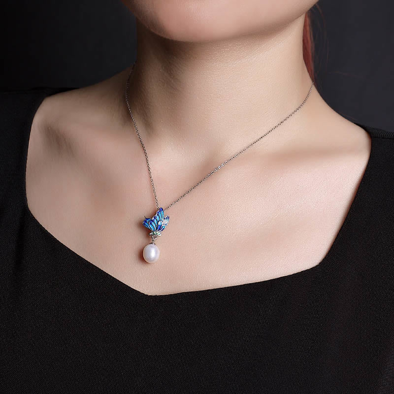 Ensemble de bijoux de guérison en argent sterling 925 avec perles et papillons