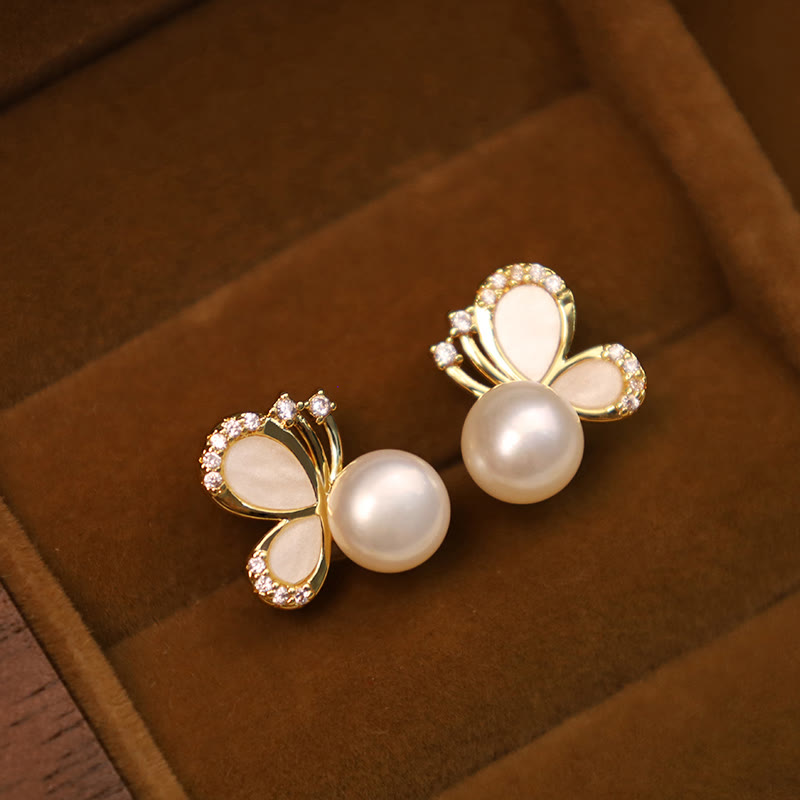 Boucles d'oreilles papillon en argent sterling 925 et perles pour la guérison et l'équilibre