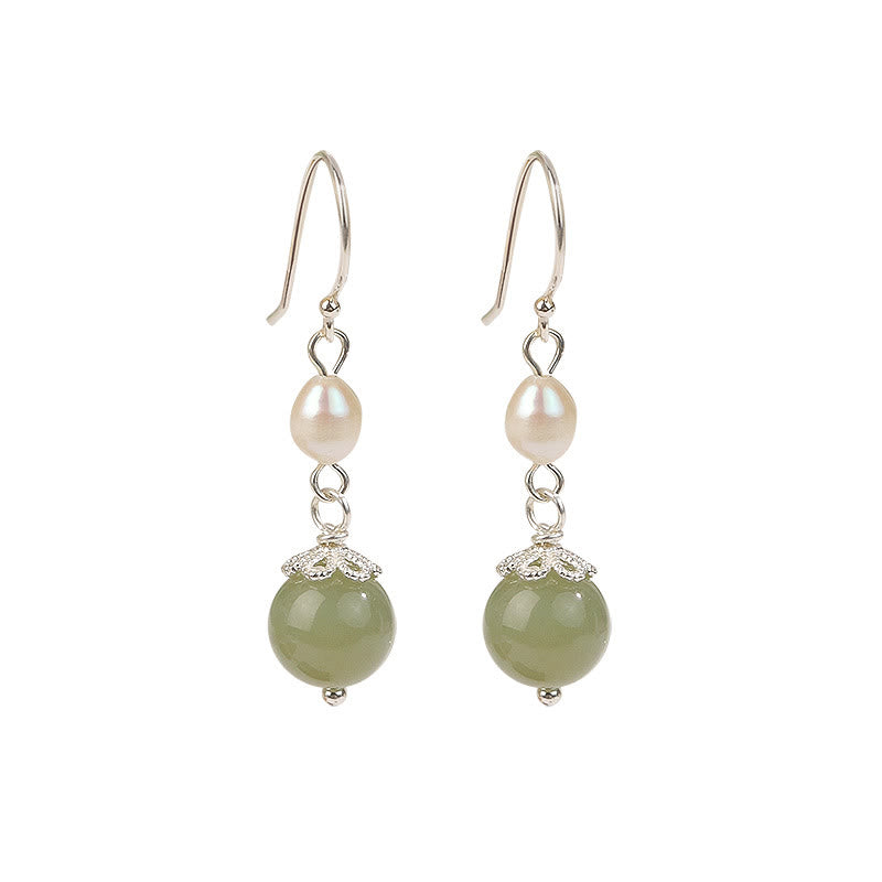Boucles d'oreilles sagesse en argent sterling 925 et perles de jade