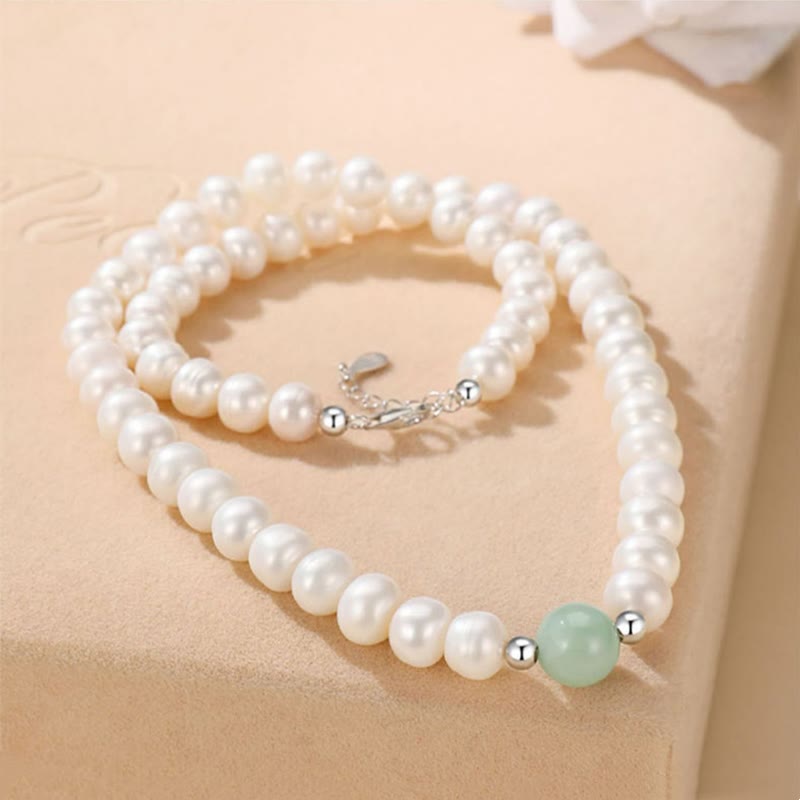 Parure de bijoux en argent sterling 925 avec collier, bracelet et boucles d'oreilles en perles