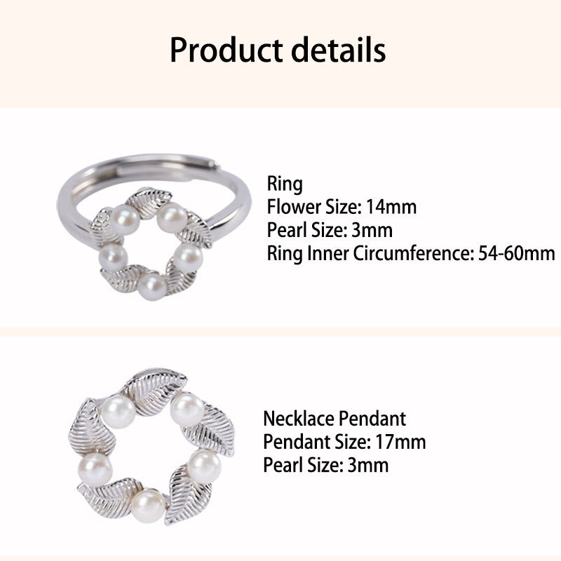 Ensemble de bijoux de guérison en argent sterling 925 avec perles et feuilles