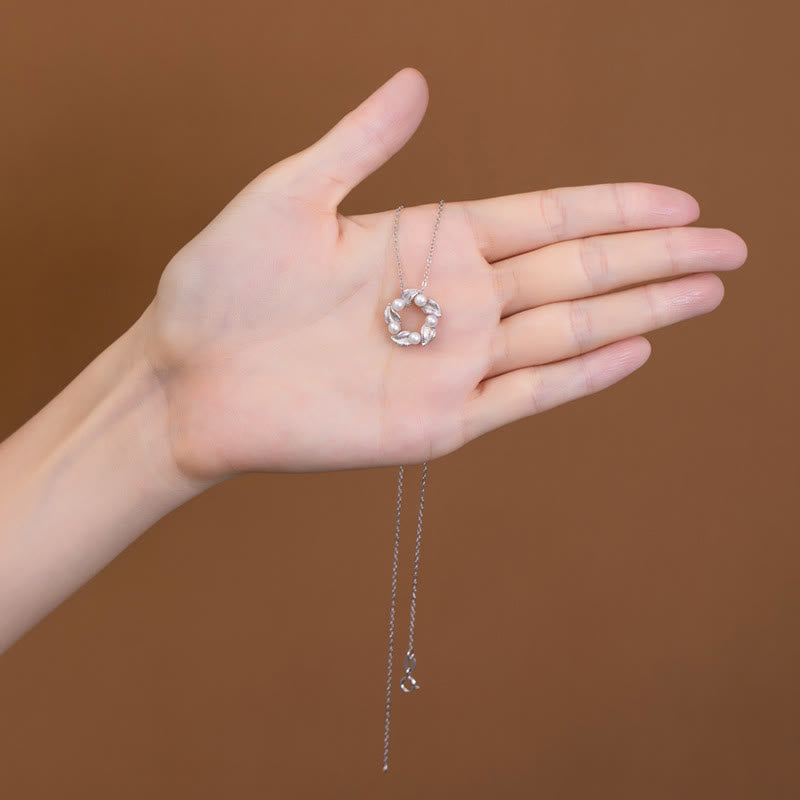 Ensemble de bijoux de guérison en argent sterling 925 avec perles et feuilles
