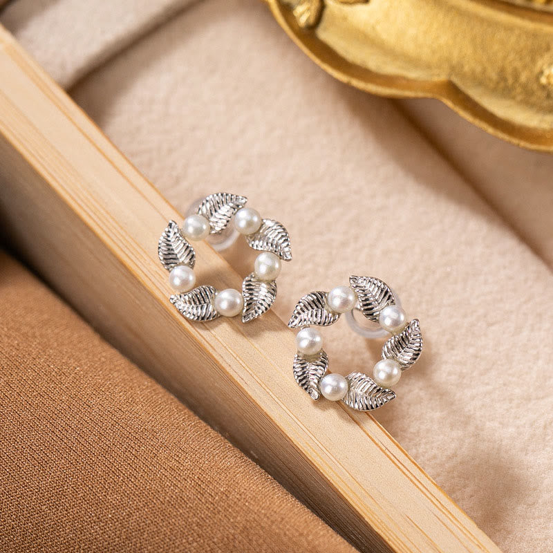Ensemble de bijoux de guérison en argent sterling 925 avec perles et feuilles