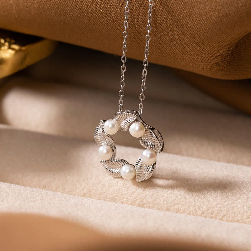 Ensemble de bijoux de guérison en argent sterling 925 avec perles et feuilles