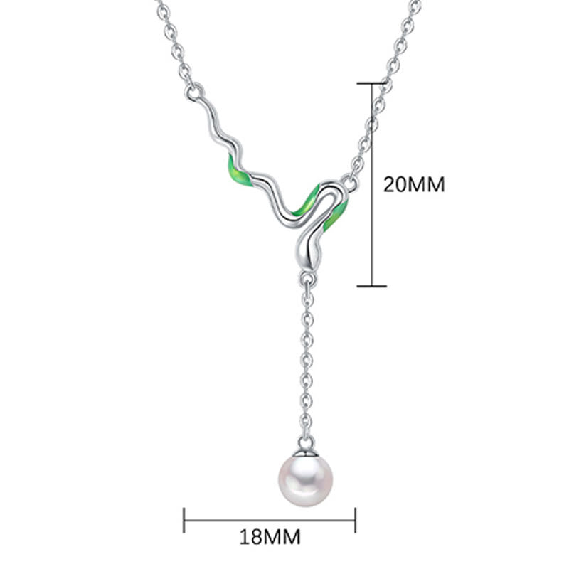 Collier avec pendentif en perles en argent sterling 925 Année de l'harmonie du serpent