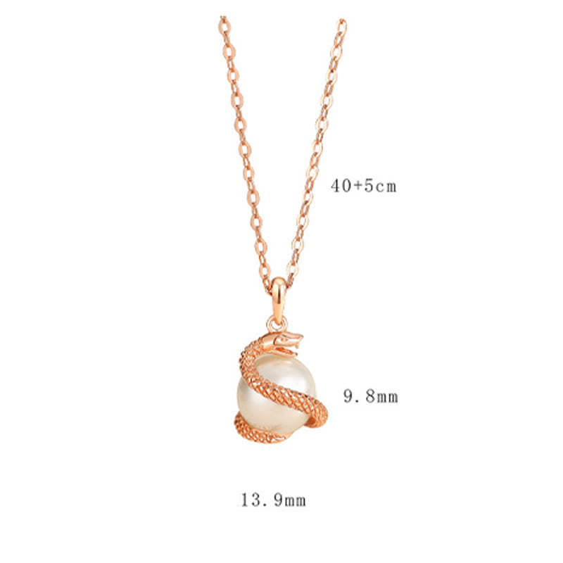 Collier pendentif en argent sterling 925 avec perles et serpent