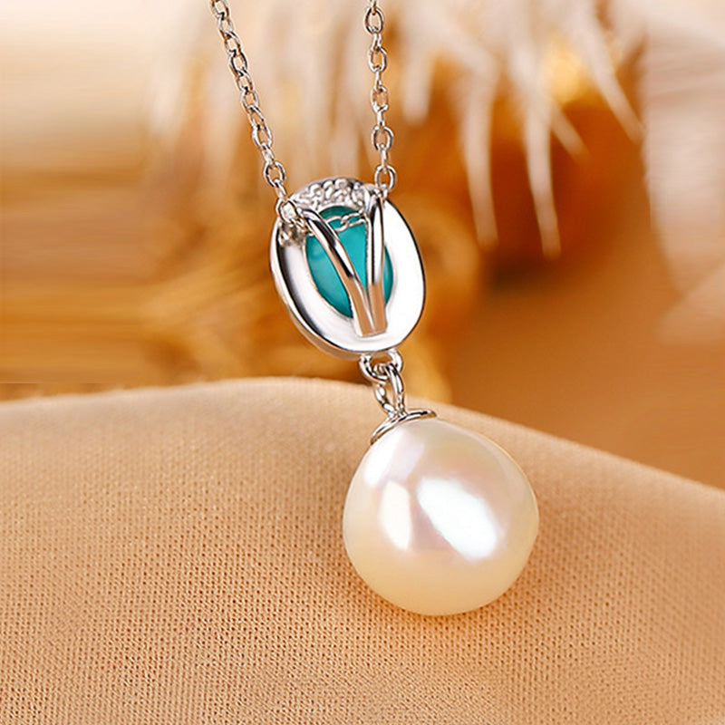 Parure de bijoux en argent sterling 925 avec perles et turquoises