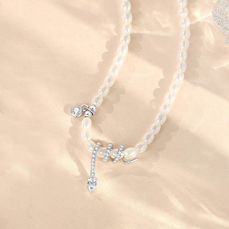 Collier et bracelet en argent sterling 925 avec perles Année du serpent