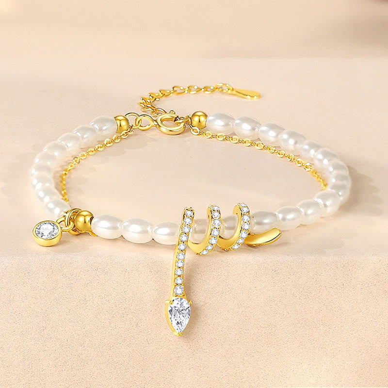 Collier et bracelet en argent sterling 925 avec perles Année du serpent