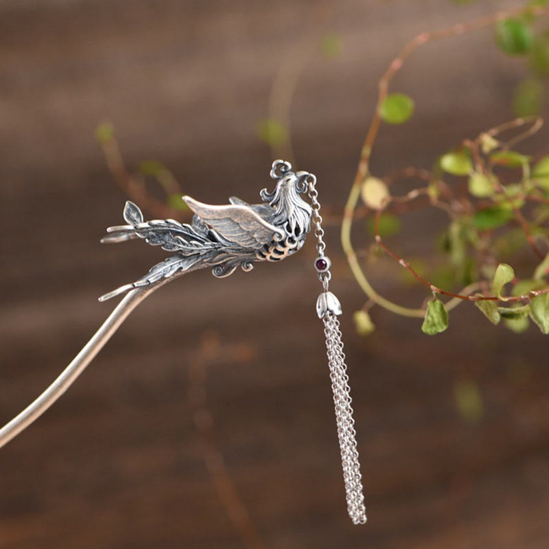 Épingle à cheveux Phénix en argent sterling 925 | Symbole de protection