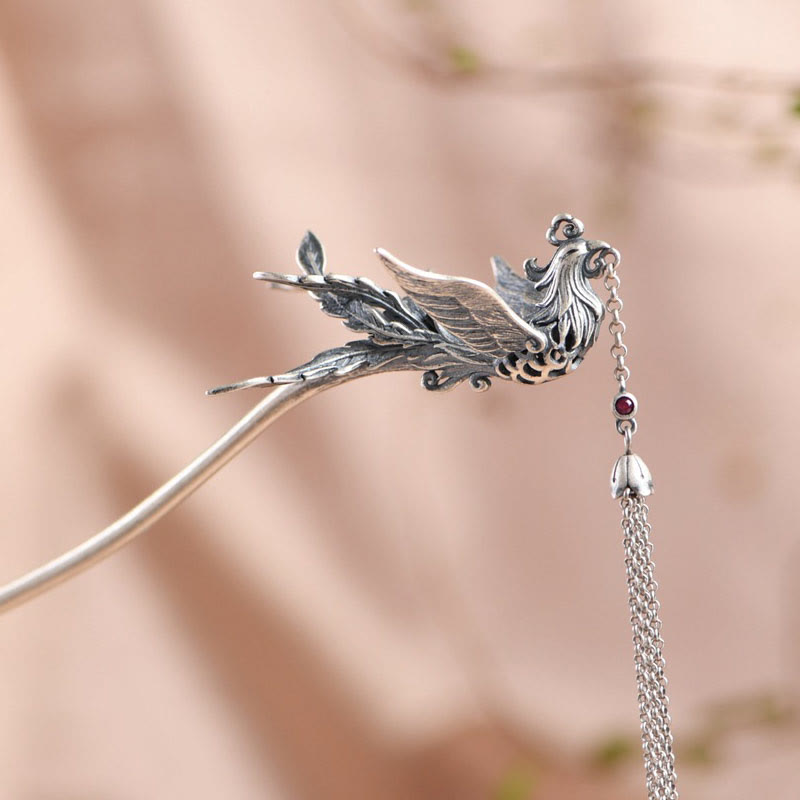 Épingle à cheveux Phénix en argent sterling 925 | Symbole de protection